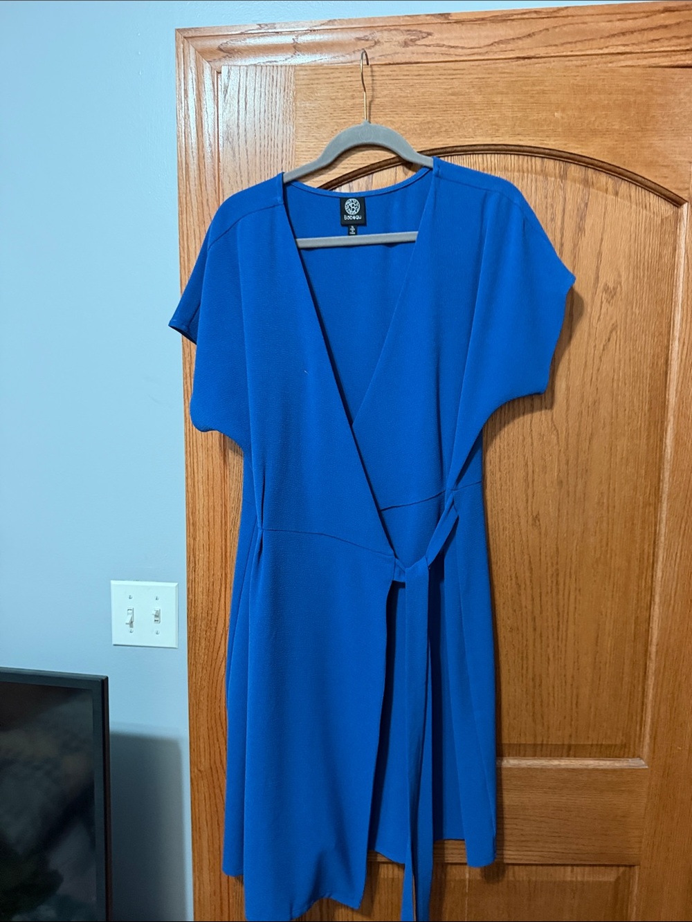 bobeau Royal Blue Wrap Dress with Tie